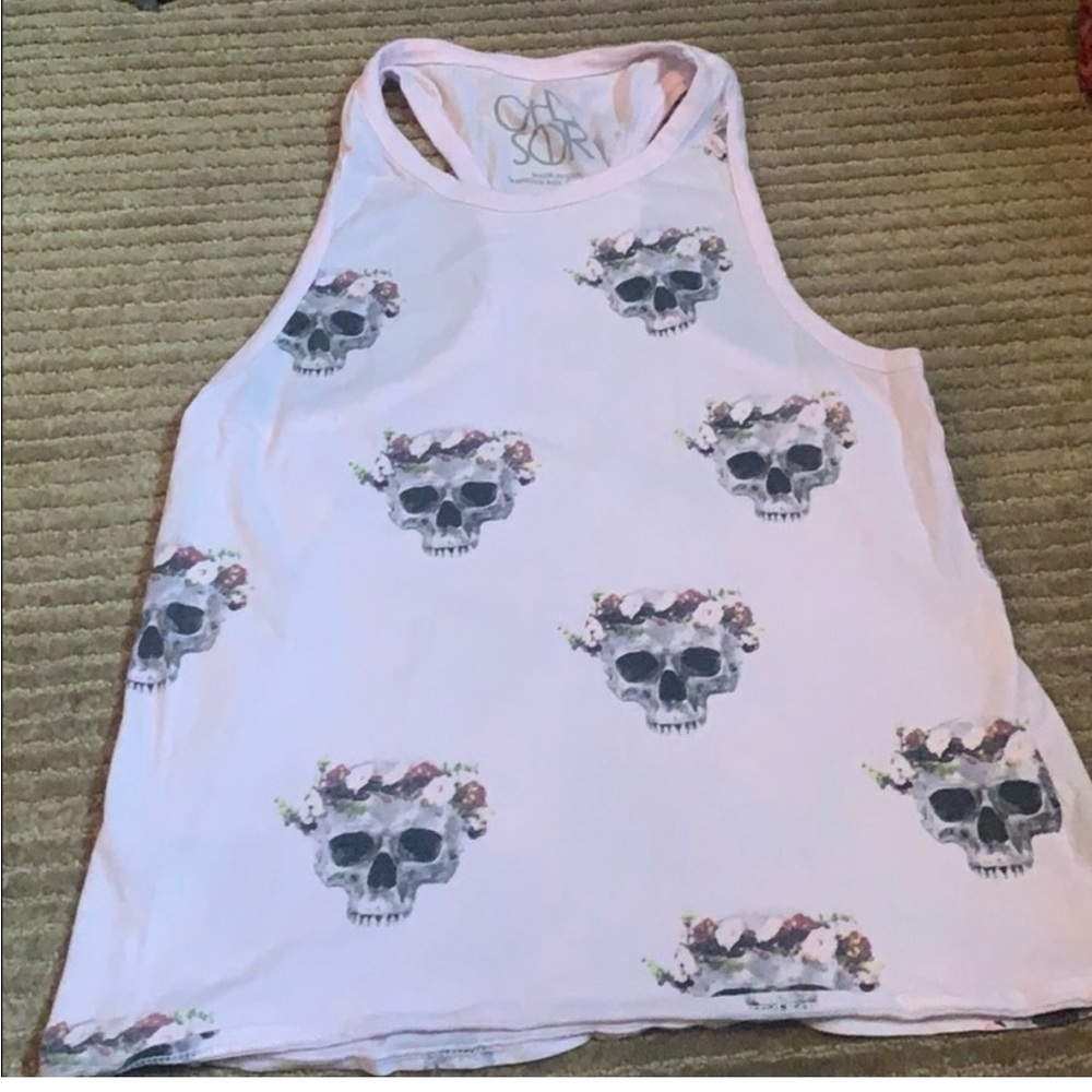 CHASER size XS pink Racerback skull tank
